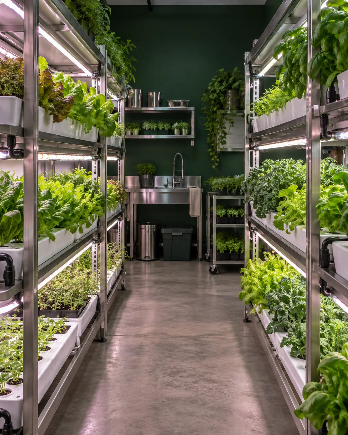 Illustrative indoor hydroponic growing room