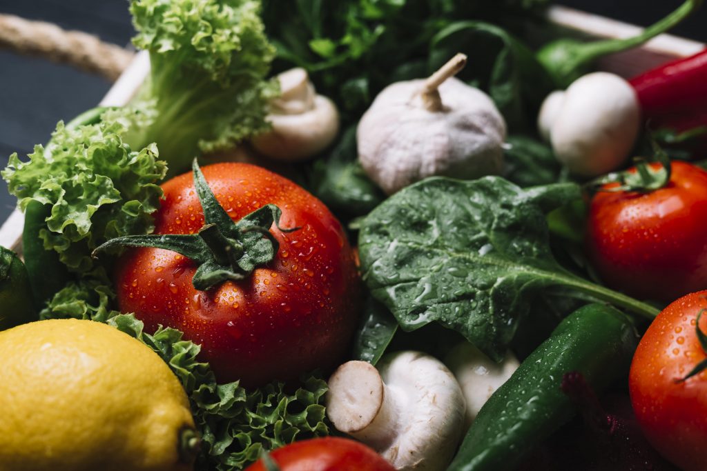 Fresh vegetables and leafy greens