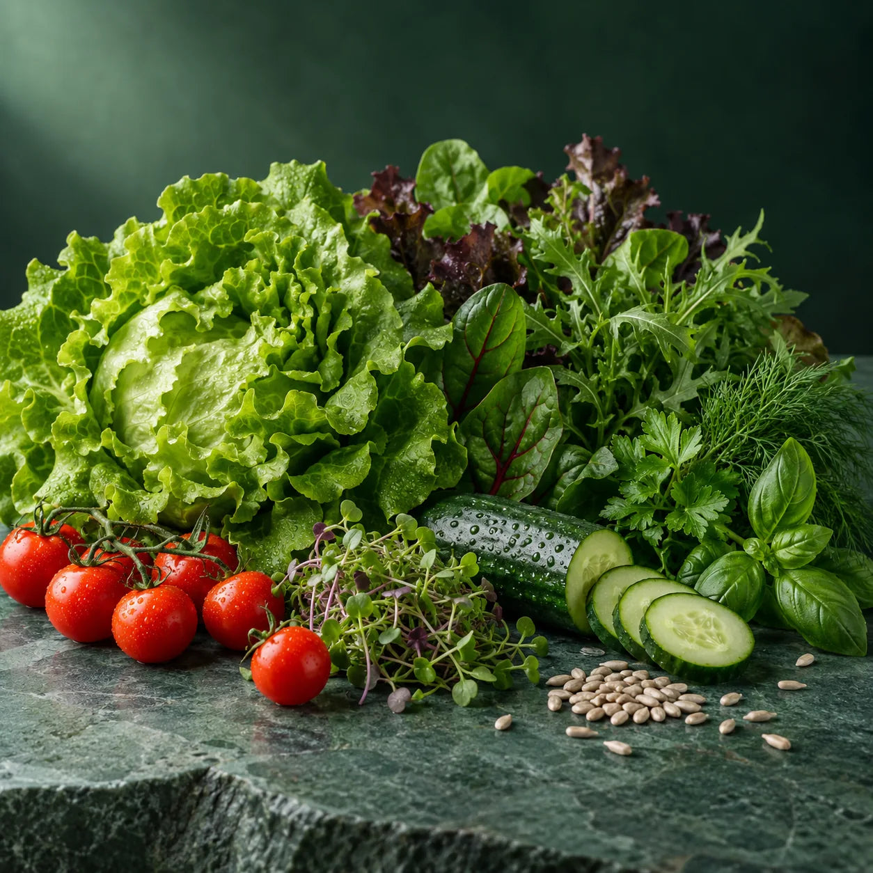 Illustration of produce for Light-Weight Pack — 800g; not a delivered box photograph